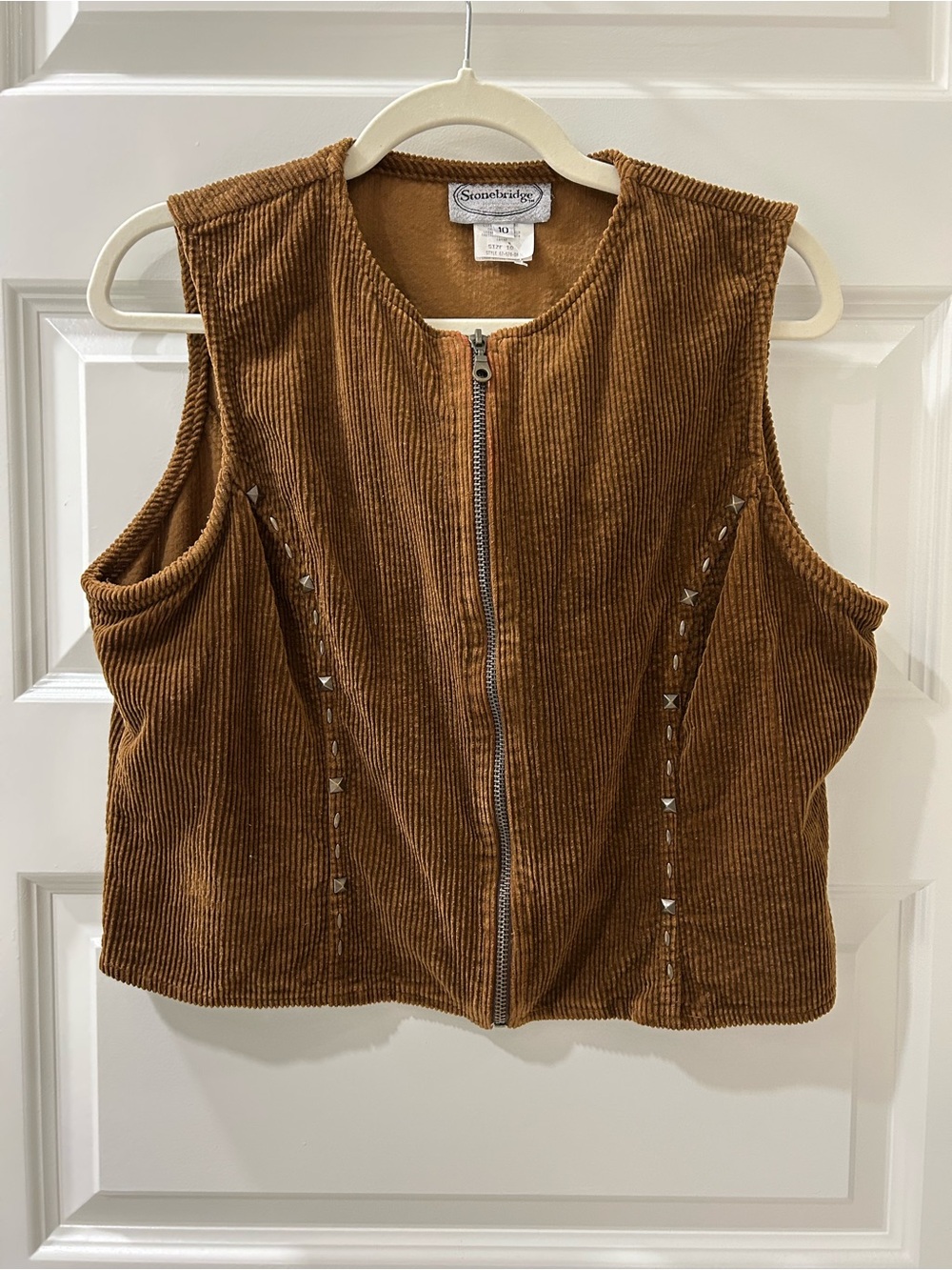 Stonebridge Brown Corduroy Zip-Front Tank Top